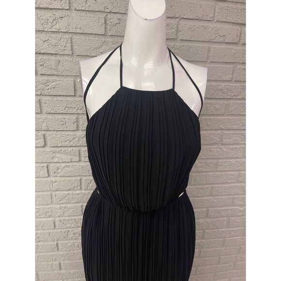 BCBGENERATION Women Black Accordion Pleat Halter Maxi Dress Size 0 - Picture 5 of 8